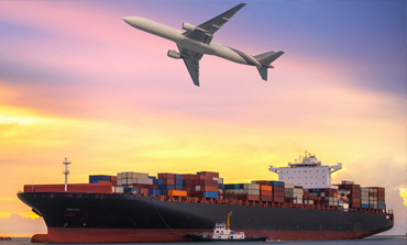 Container ship loaded with freight leaving port