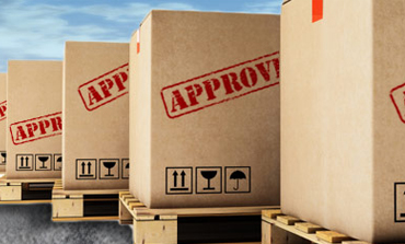 Stacked cartons awaiting customs clearance